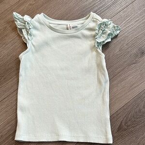 Janie and Jack Light Green Ruffle Sleeve Tee